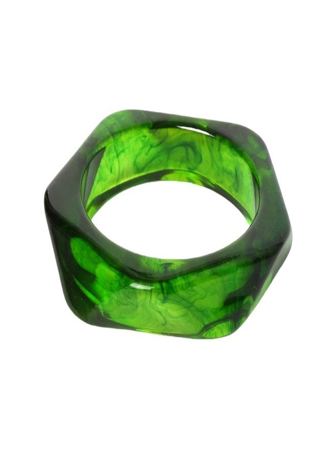 IS4U Chunky Acrylic Bracelets for Women,Vintage Geometric Round Square Bracelet Irregular Colorful Wide Bracelets Wristbands Cuff Bracelet Fashion Classic Jewelry (Green) - Image 1